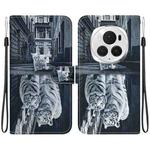 For Honor Magic6 Pro Crystal Texture Colored Drawing Leather Phone Case(Cat Tiger Reflection)