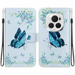For Honor Magic6 Pro Crystal Texture Colored Drawing Leather Phone Case(Blue Pansies)