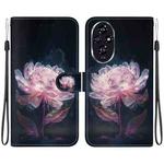 For Honor 200 Crystal Texture Colored Drawing Leather Phone Case(Purple Peony)