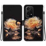 For Honor 200 Lite Global Crystal Texture Colored Drawing Leather Phone Case(Gold Peony)