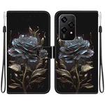 For Honor 200 Lite Global Crystal Texture Colored Drawing Leather Phone Case(Black Rose)