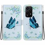 For Honor 200 Lite Global Crystal Texture Colored Drawing Leather Phone Case(Blue Pansies)