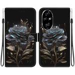 For Honor 200 Pro Crystal Texture Colored Drawing Leather Phone Case(Black Rose)