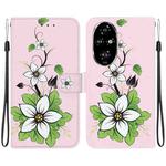 For Honor 200 Pro Crystal Texture Colored Drawing Leather Phone Case(Lily)