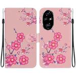 For Honor 200 Pro Crystal Texture Colored Drawing Leather Phone Case(Cherry Blossoms)