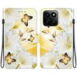 For Honor Play 60 Plus Crystal Texture Colored Drawing Leather Phone Case(Gold Butterfly Epiphyllum)