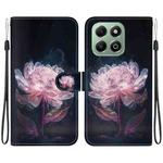 For Honor X6b Crystal Texture Colored Drawing Leather Phone Case(Purple Peony)