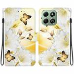 For Honor X6b Crystal Texture Colored Drawing Leather Phone Case(Gold Butterfly Epiphyllum)