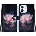 For Honor X60i Crystal Texture Colored Drawing Leather Phone Case(Purple Peony)