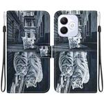 For Honor X60i Crystal Texture Colored Drawing Leather Phone Case(Cat Tiger Reflection)