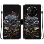 For Honor Magic7 Crystal Texture Colored Drawing Leather Phone Case(Black Rose)