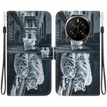 For Honor Magic7 Crystal Texture Colored Drawing Leather Phone Case(Cat Tiger Reflection)