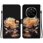 For Honor Magic7 Pro Crystal Texture Colored Drawing Leather Phone Case(Gold Peony)