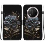 For Honor X9c Crystal Texture Colored Drawing Leather Phone Case(Black Rose)