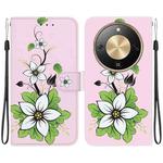 For Honor X70 5G Crystal Texture Colored Drawing Leather Phone Case(Lily)