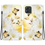 For Infinix Hot 11 2022 Crystal Texture Colored Drawing Leather Phone Case(Gold Butterfly Epiphyllum)