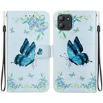 For Infinix Hot 11 2022 Crystal Texture Colored Drawing Leather Phone Case(Blue Pansies)