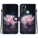 For Infinix Hot 12 Pro Crystal Texture Colored Drawing Leather Phone Case(Purple Peony)