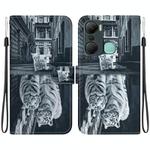 For Infinix Hot 12 Pro Crystal Texture Colored Drawing Leather Phone Case(Cat Tiger Reflection)