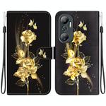 For Infinix Hot 20 Crystal Texture Colored Drawing Leather Phone Case(Gold Butterfly Rose)