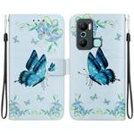 For Infinix Hot 20 Play Crystal Texture Colored Drawing Leather Phone Case(Blue Pansies)