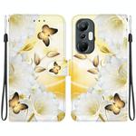 For Infinix Hot 20S Crystal Texture Colored Drawing Leather Phone Case(Gold Butterfly Epiphyllum)
