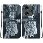 For Infinix Hot 30 Crystal Texture Colored Drawing Leather Phone Case(Cat Tiger Reflection)