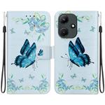 For Infinix Hot 30i X669C Crystal Texture Colored Drawing Leather Phone Case(Blue Pansies)