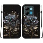 For Infinix Smart 7 Africa Crystal Texture Colored Drawing Leather Phone Case(Black Rose)