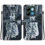 For Infinix Smart 7 Africa Crystal Texture Colored Drawing Leather Phone Case(Cat Tiger Reflection)