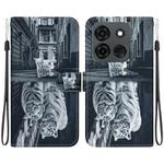 For Infinix Smart 7 Indian Crystal Texture Colored Drawing Leather Phone Case(Cat Tiger Reflection)