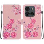 For Infinix Smart 7 Indian Crystal Texture Colored Drawing Leather Phone Case(Cherry Blossoms)