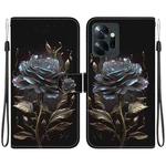 For Infinix Zero 20 X6821 Crystal Texture Colored Drawing Leather Phone Case(Black Rose)