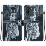 For Infinix Note 12 G96 X670 Crystal Texture Colored Drawing Leather Phone Case(Cat Tiger Reflection)