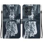 For Infinix Note 12 Pro 5G Crystal Texture Colored Drawing Leather Phone Case(Cat Tiger Reflection)
