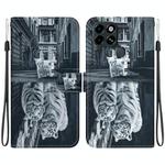 For Infinix Smart 6 Crystal Texture Colored Drawing Leather Phone Case(Cat Tiger Reflection)