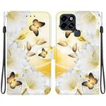 For Infinix Smart 6 Crystal Texture Colored Drawing Leather Phone Case(Gold Butterfly Epiphyllum)
