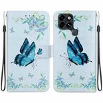 For Infinix Smart 6 Crystal Texture Colored Drawing Leather Phone Case(Blue Pansies)