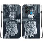 For Infinix Smart 6 Plus Crystal Texture Colored Drawing Leather Phone Case(Cat Tiger Reflection)