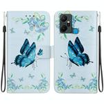 For Infinix Smart 6 Plus Crystal Texture Colored Drawing Leather Phone Case(Blue Pansies)