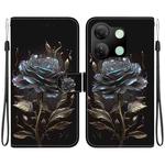 For Infinix Smart 7 HD Crystal Texture Colored Drawing Leather Phone Case(Black Rose)