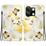 For Infinix Smart 7 HD Crystal Texture Colored Drawing Leather Phone Case(Gold Butterfly Epiphyllum)