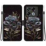 For Infinix GT 20 Pro Crystal Texture Colored Drawing Leather Phone Case(Black Rose)