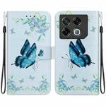 For Infinix GT 20 Pro Crystal Texture Colored Drawing Leather Phone Case(Blue Pansies)