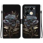For Infinix Note 40 Pro+ 5G Crystal Texture Colored Drawing Leather Phone Case(Black Rose)