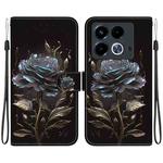 For Infinix Note 40 4G Crystal Texture Colored Drawing Leather Phone Case(Black Rose)