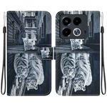 For Infinix Note 40 4G Crystal Texture Colored Drawing Leather Phone Case(Cat Tiger Reflection)