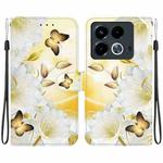 For Infinix Note 40 4G Crystal Texture Colored Drawing Leather Phone Case(Gold Butterfly Epiphyllum)