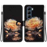 For Infinix Hot 50 4G Crystal Texture Colored Drawing Leather Phone Case(Gold Peony)