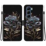 For Infinix Hot 50 4G Crystal Texture Colored Drawing Leather Phone Case(Black Rose)